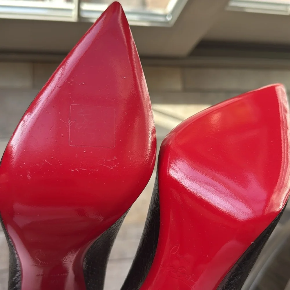 Christian Louboutin Kate 100mm black embossed print stiletto specchio star 39
